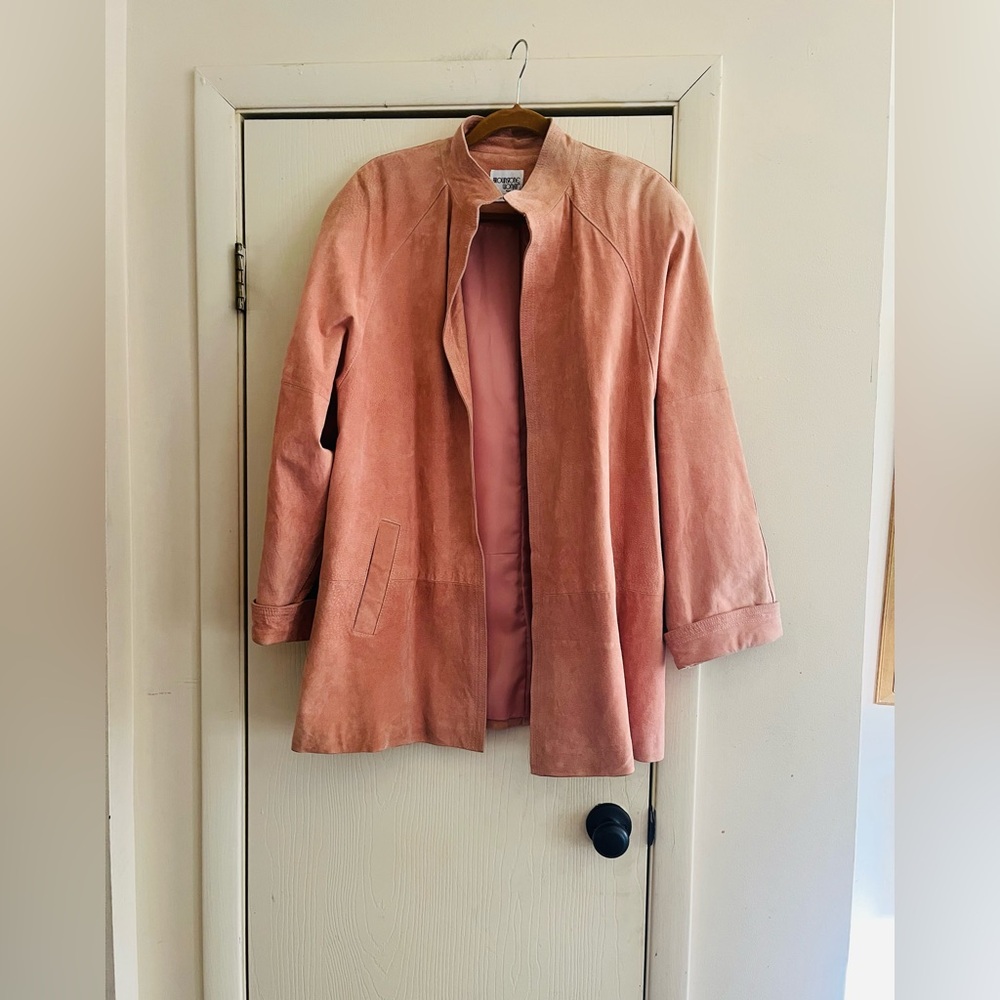 Vintage Avant Garde pink suede dolman sleeve swing boho jacket 1x
